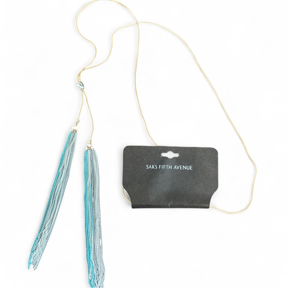 Saks Fifth Avenue Gold and Blue Chain Tassel Jewelry